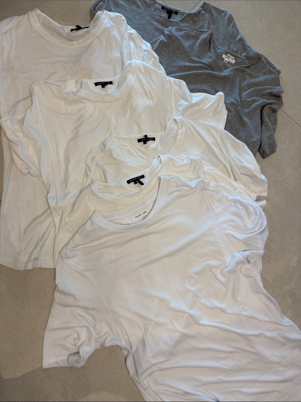 7 pack Helmut Lang mens Short Sleeve Tees in White and Gray
